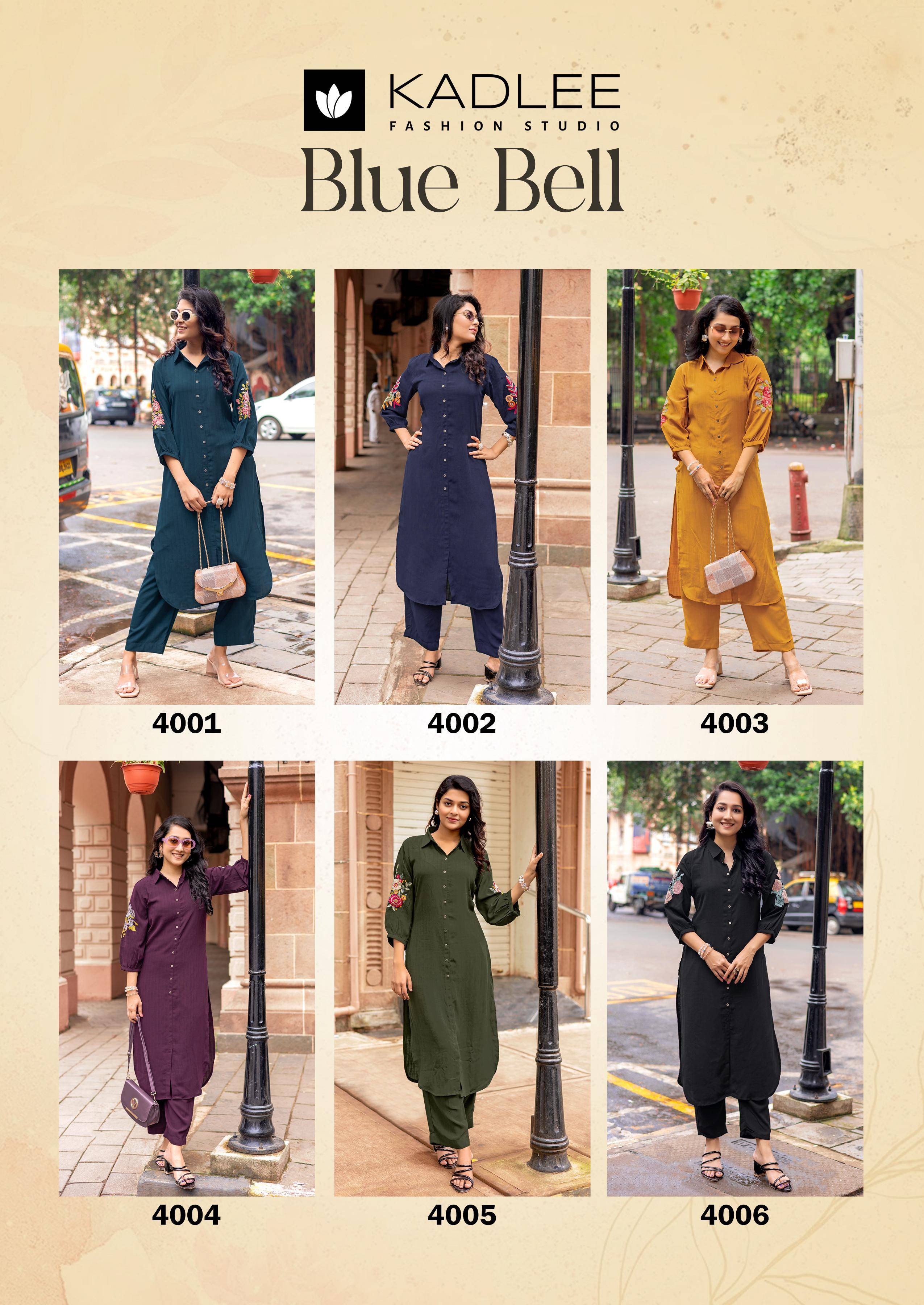 Blue Bell By KADLEE 4001 To 4006 Series Beautiful Festive Suits Colorful Stylish Fancy Ethnic Wear Co-ord sets At Wholesale Price